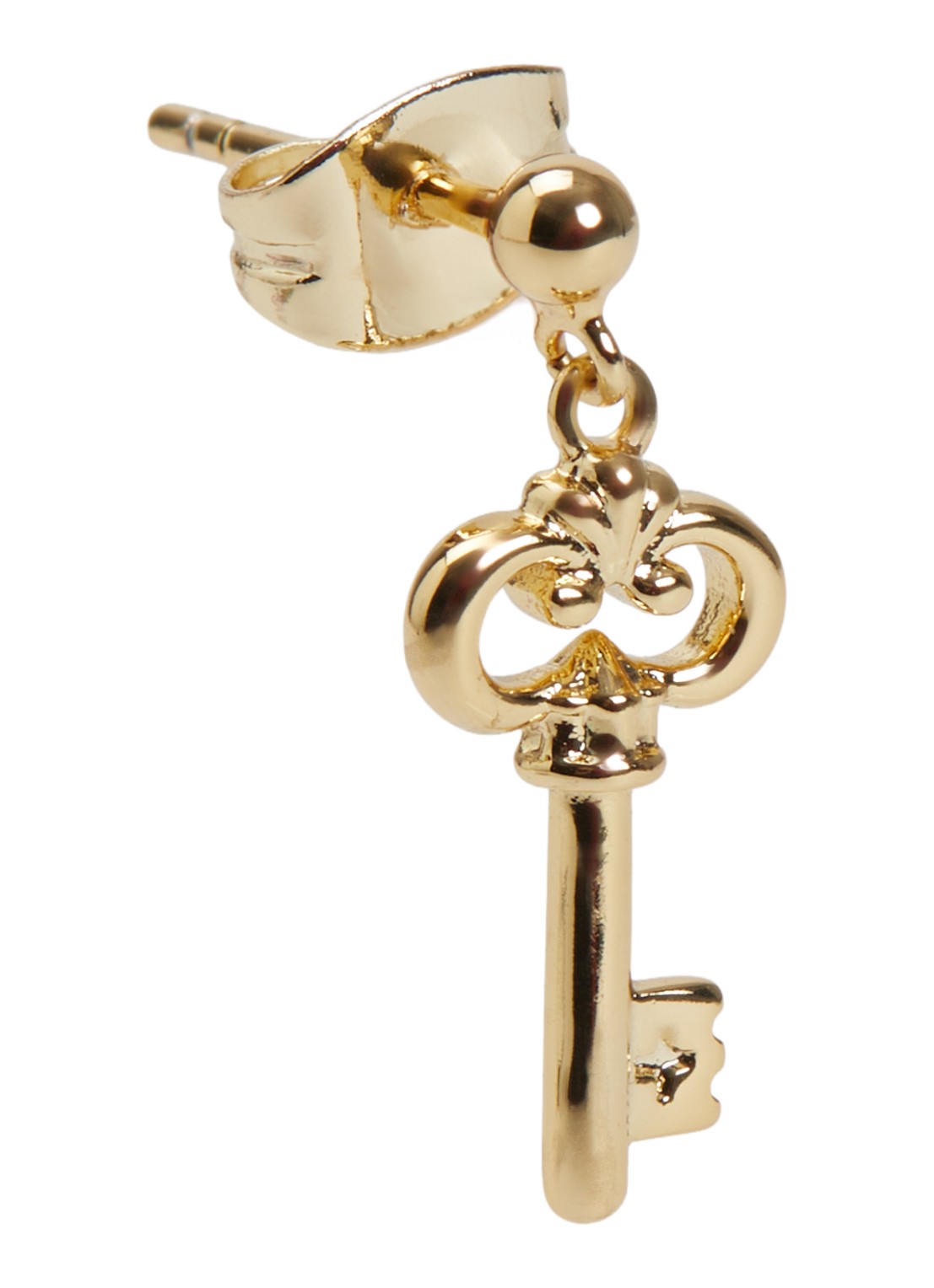 Anna + Nina Single Key of Secret oorknopje verguld - voorkant goud