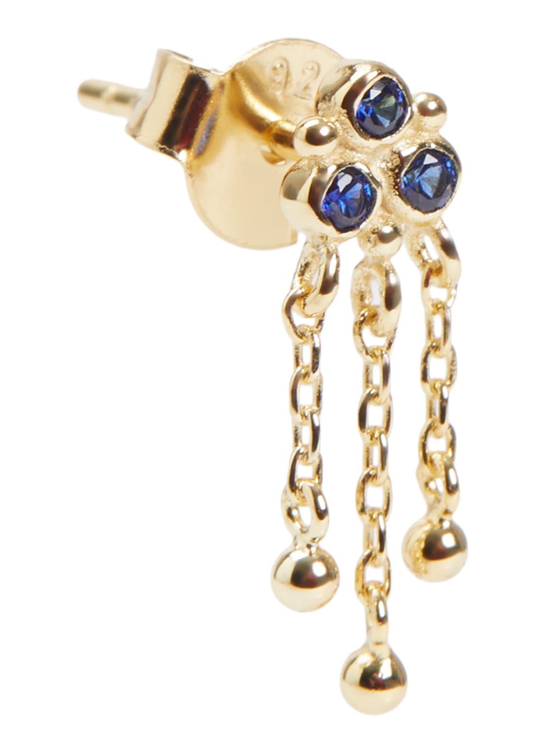 Anna + Nina Single Marble oorknopje met kristal - voorkant goud
