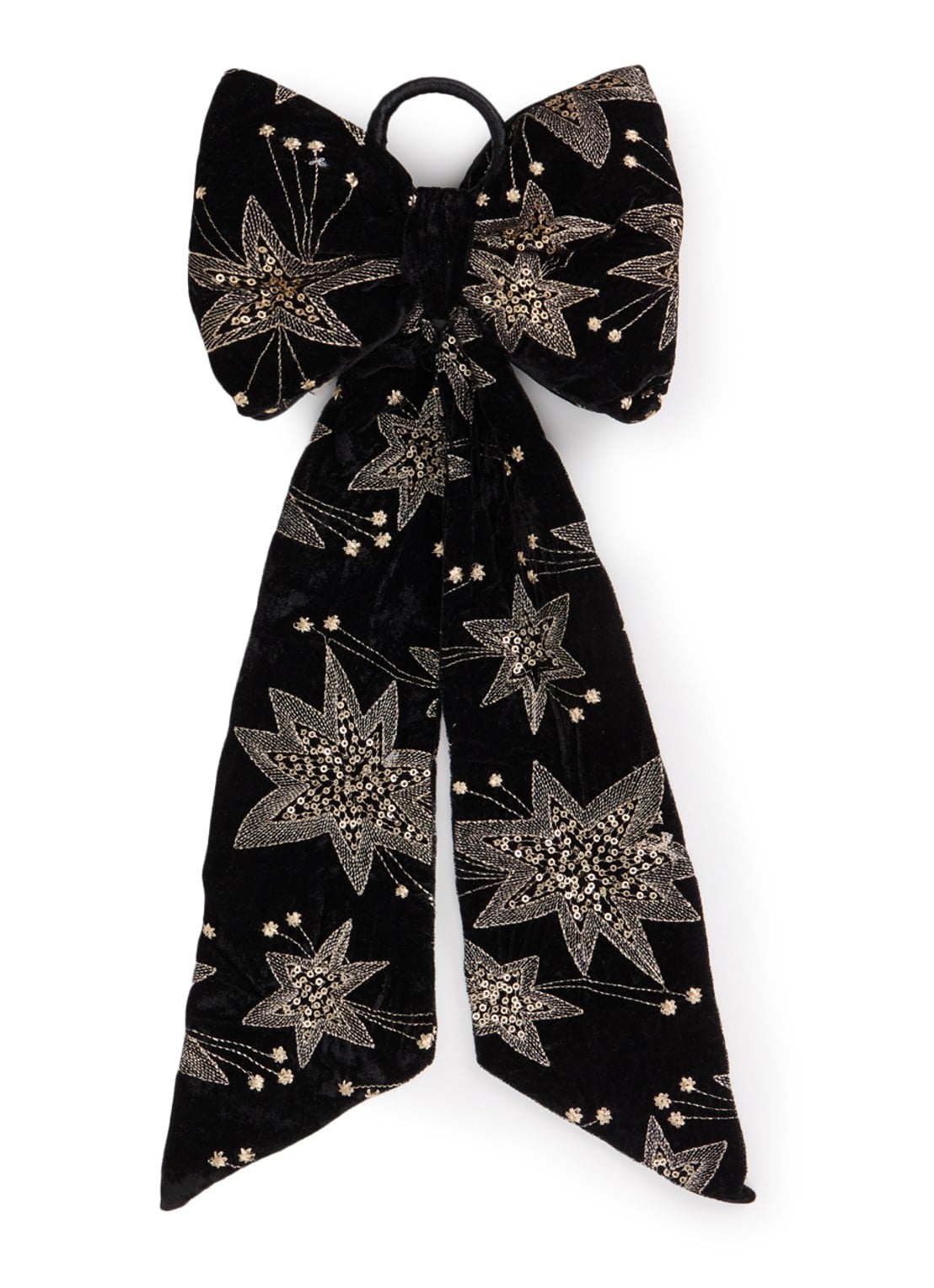 Anna + Nina Starry Eve Small strik kersthanger 48 cm - voorkant zwart