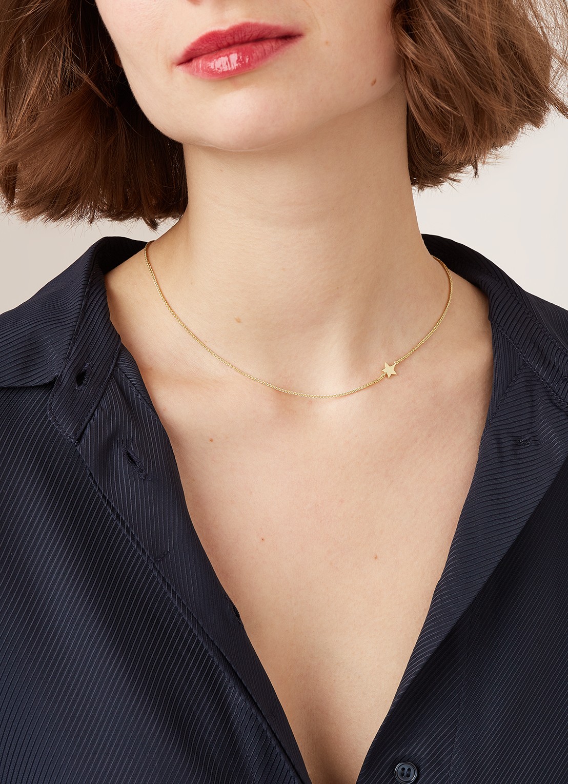 Anna + Nina Stellar Short ketting verguld - voorkant 3 goud
