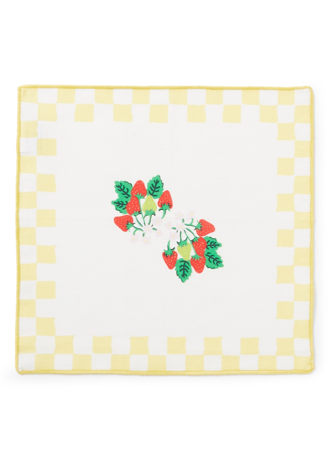Anna + Nina Strawberry Fields servet van biologisch katoen  23,8 x 23,8 cm - voorkant geel