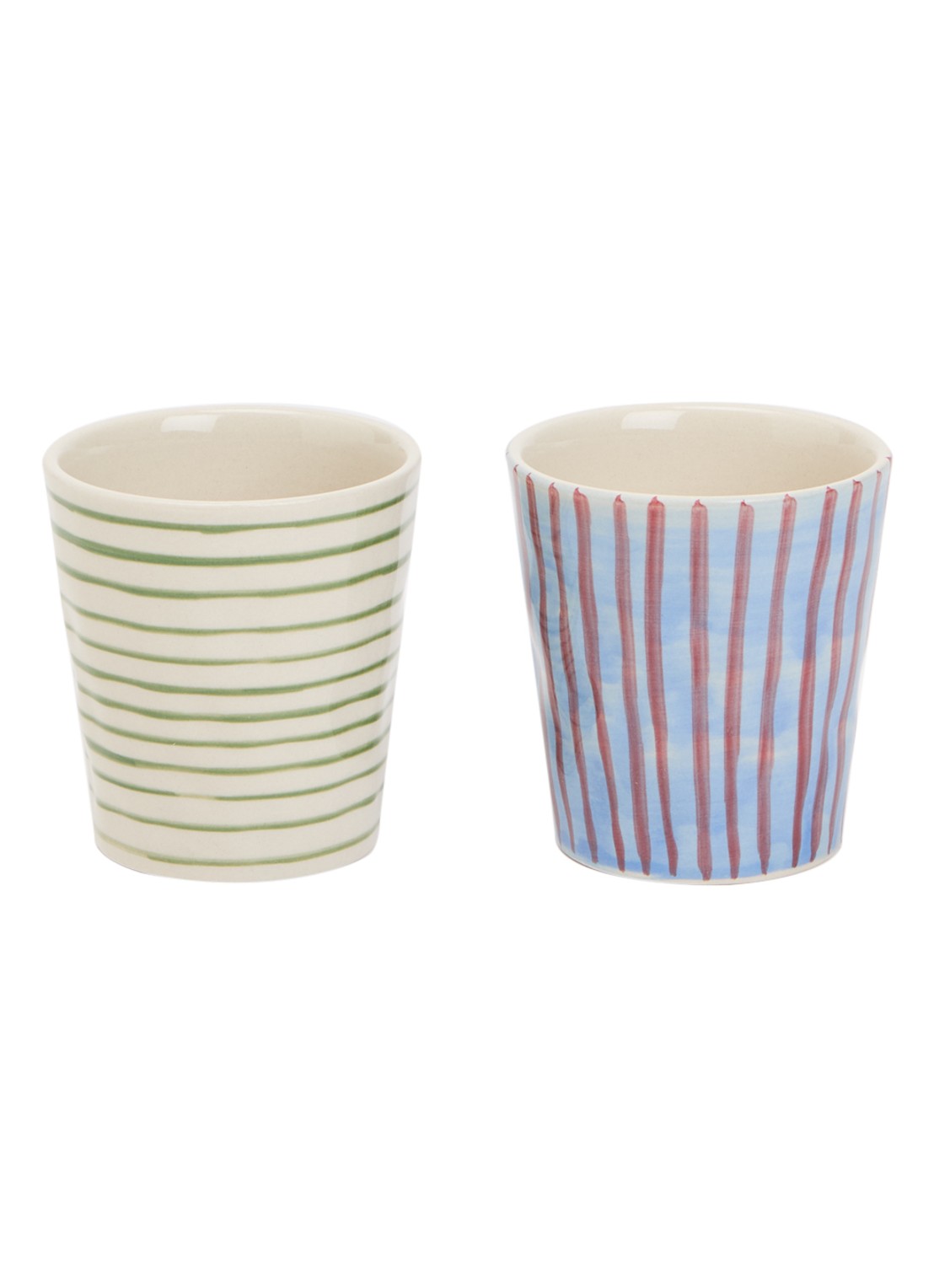 Anna + Nina Stripe Affair kopje 20 cl set van 2 - voorkant multicolor