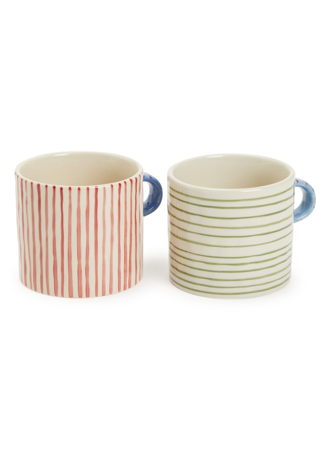 Anna + Nina Stripe Affair mok 50 cl set van 2 - voorkant multicolor