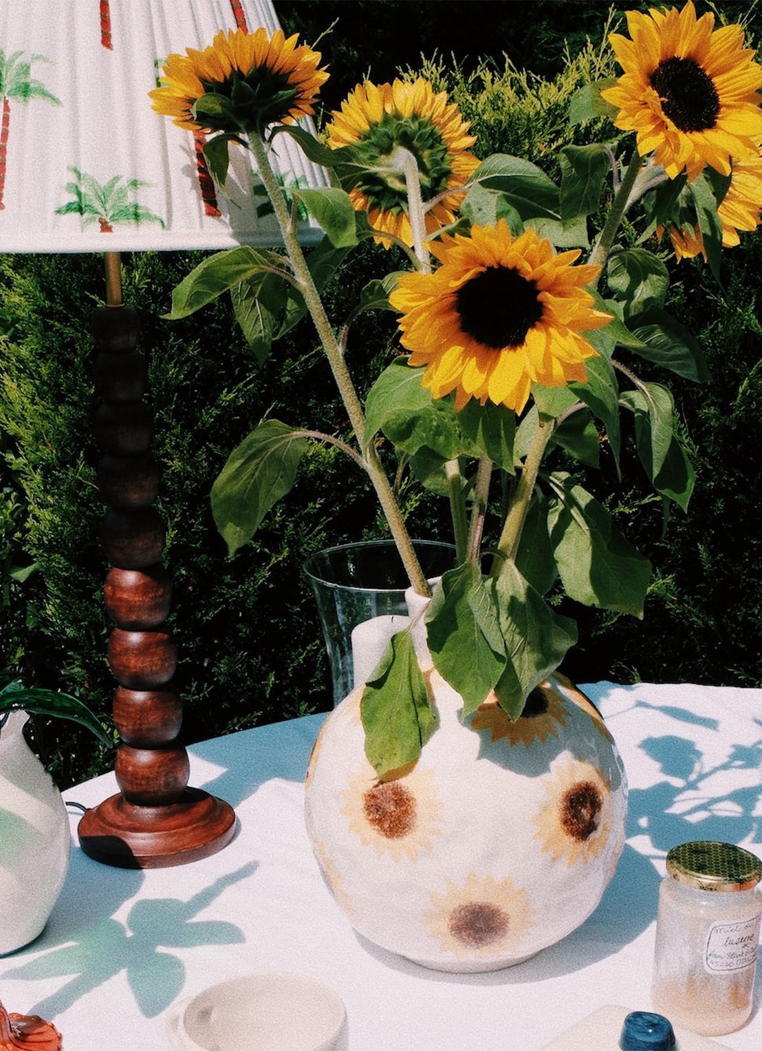 Anna + Nina Sunflower vaas 28 cm - achterkant 3 geel