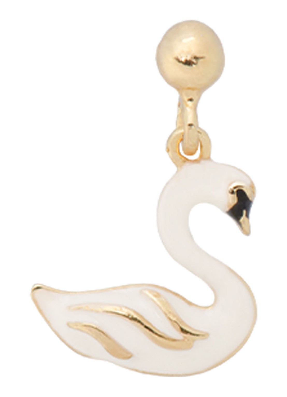 Anna + Nina Swan Lake Stud enkele oorsteker verguld - voorkant 2 wit