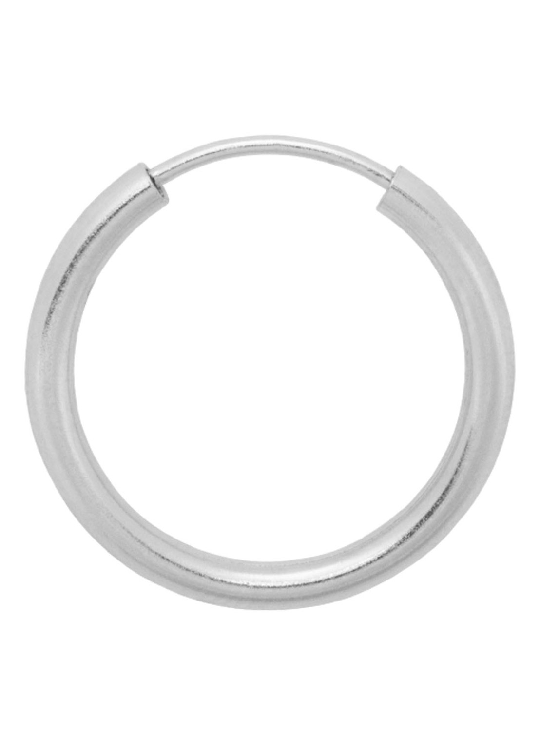 Anna + Nina Thick Plain Large enkele oorring van zilver - voorkant zilver