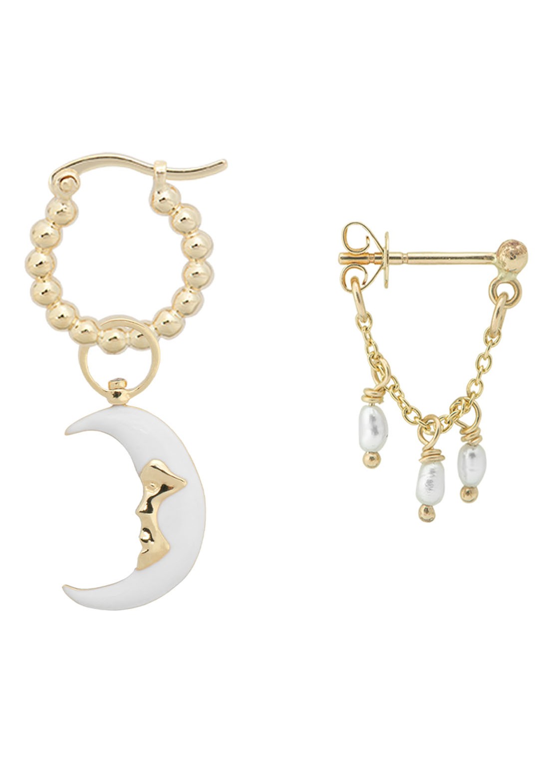 Anna + Nina To the Moon & Back oorbellen set van 2 - voorkant 2 goud