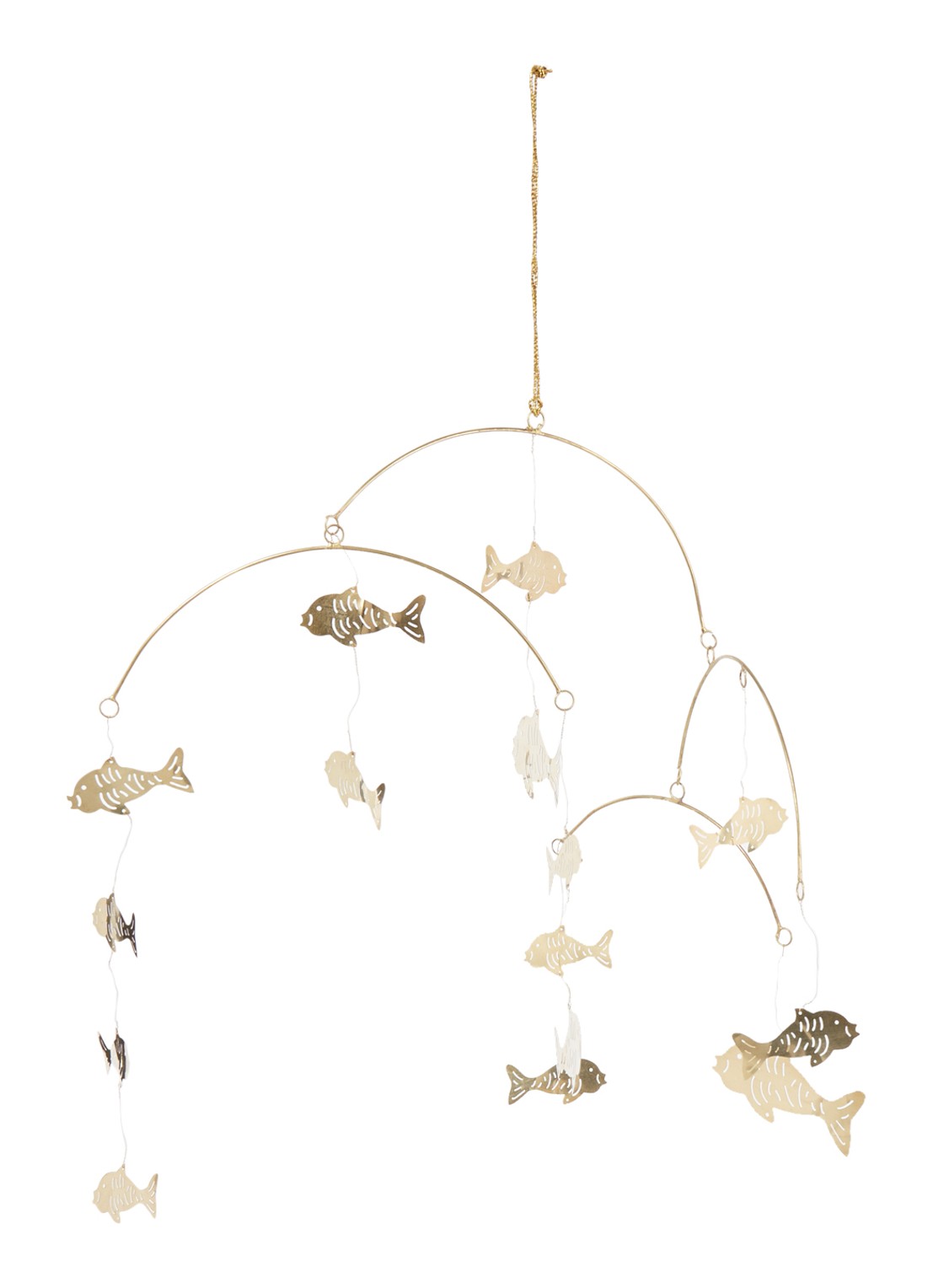Anna + Nina Under THe Sea Brass mobiel 29 cm - voorkant goud