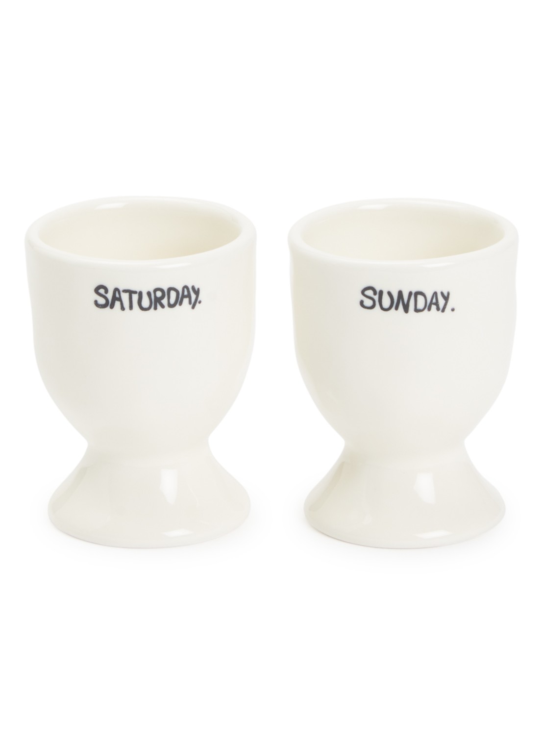 Anna + Nina Weekend eierdop 6 cm  set van 2 - voorkant wit
