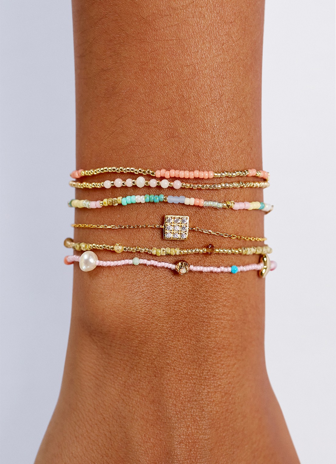 ANNI LU Eldorado Spritz armband verguld - detail 3 zalmroze