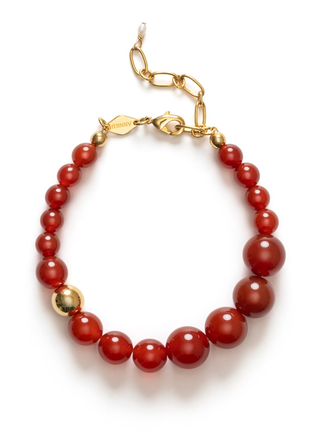 ANNI LU Float armband verguld  - voorkant donkerrood