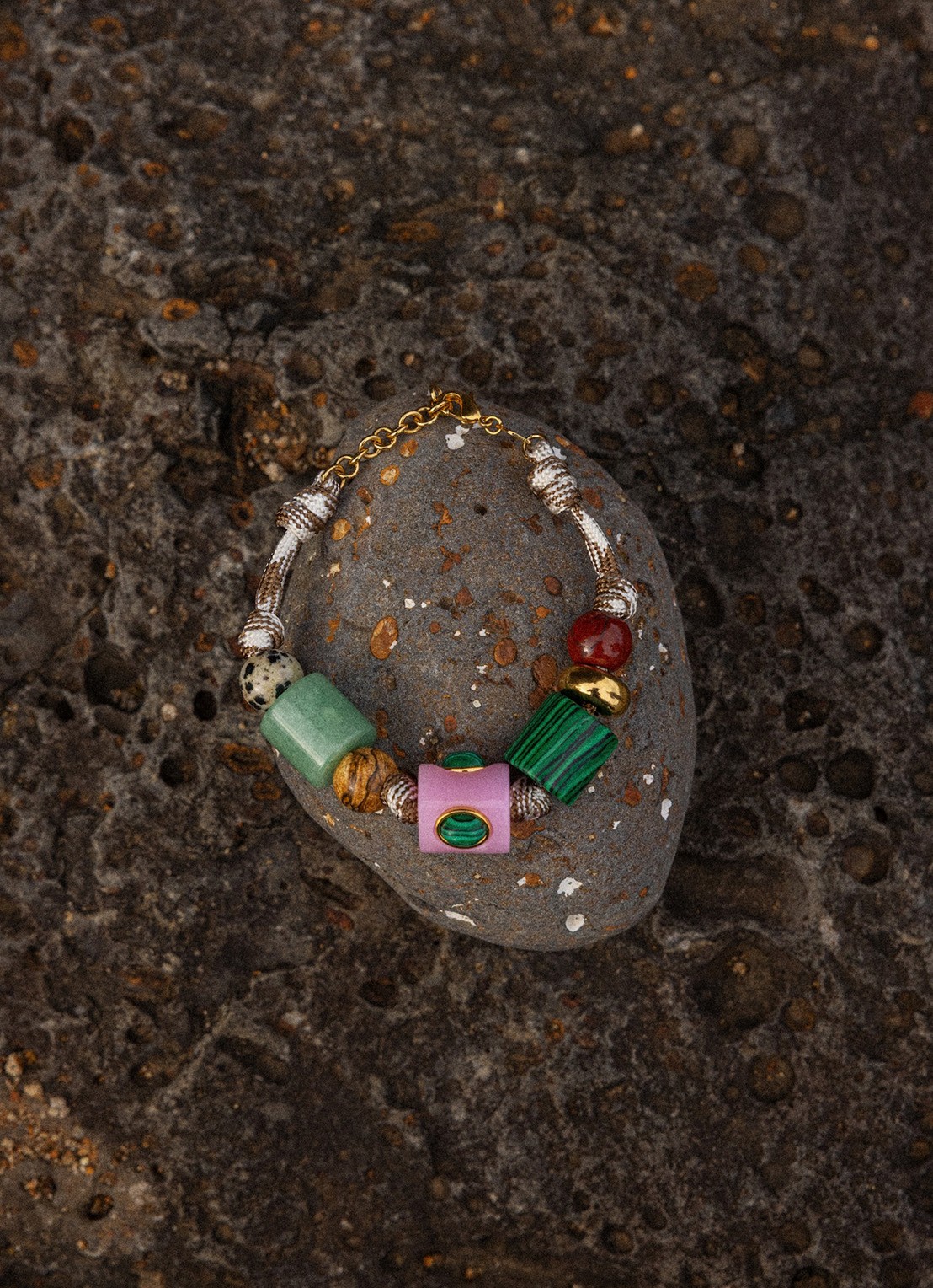 ANNI LU Heartland armband verguld - detail groen