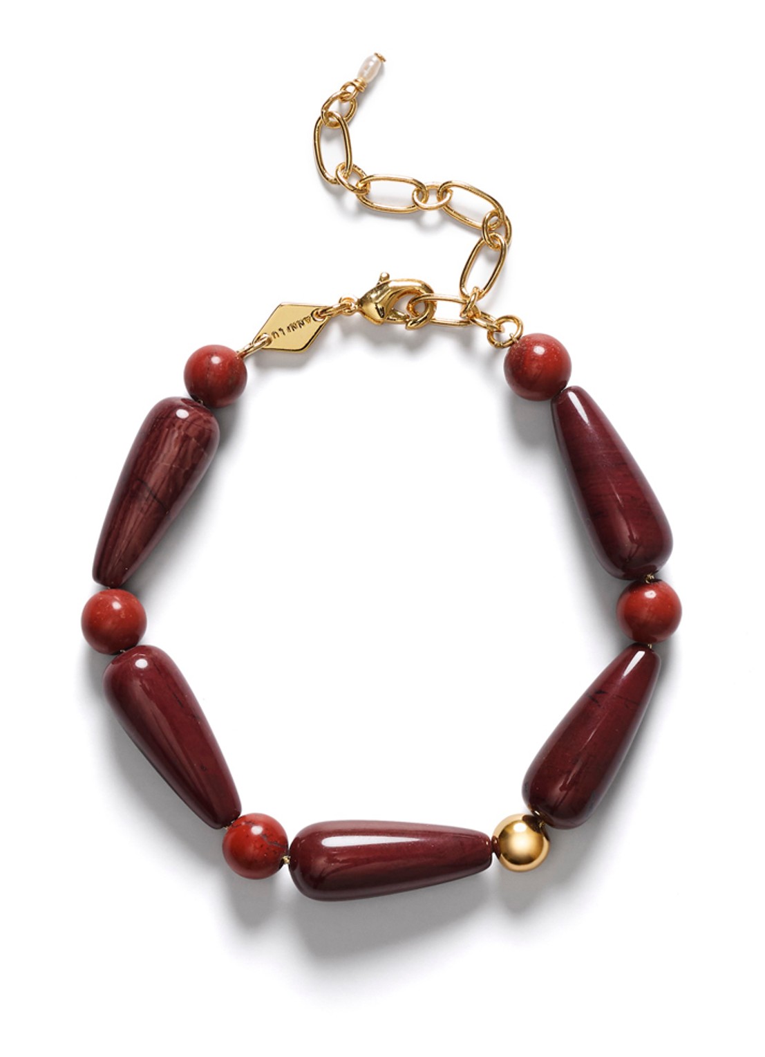 ANNI LU Hot Drops armband  - voorkant bordeauxrood
