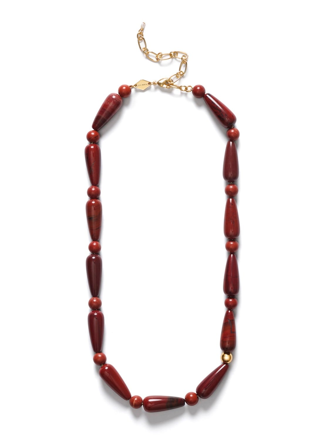 ANNI LU Hot Drops ketting verguld - voorkant 2 bordeauxrood
