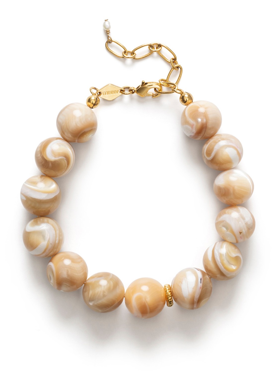 ANNI LU Jetset Gems armband verguld - voorkant 3 beige