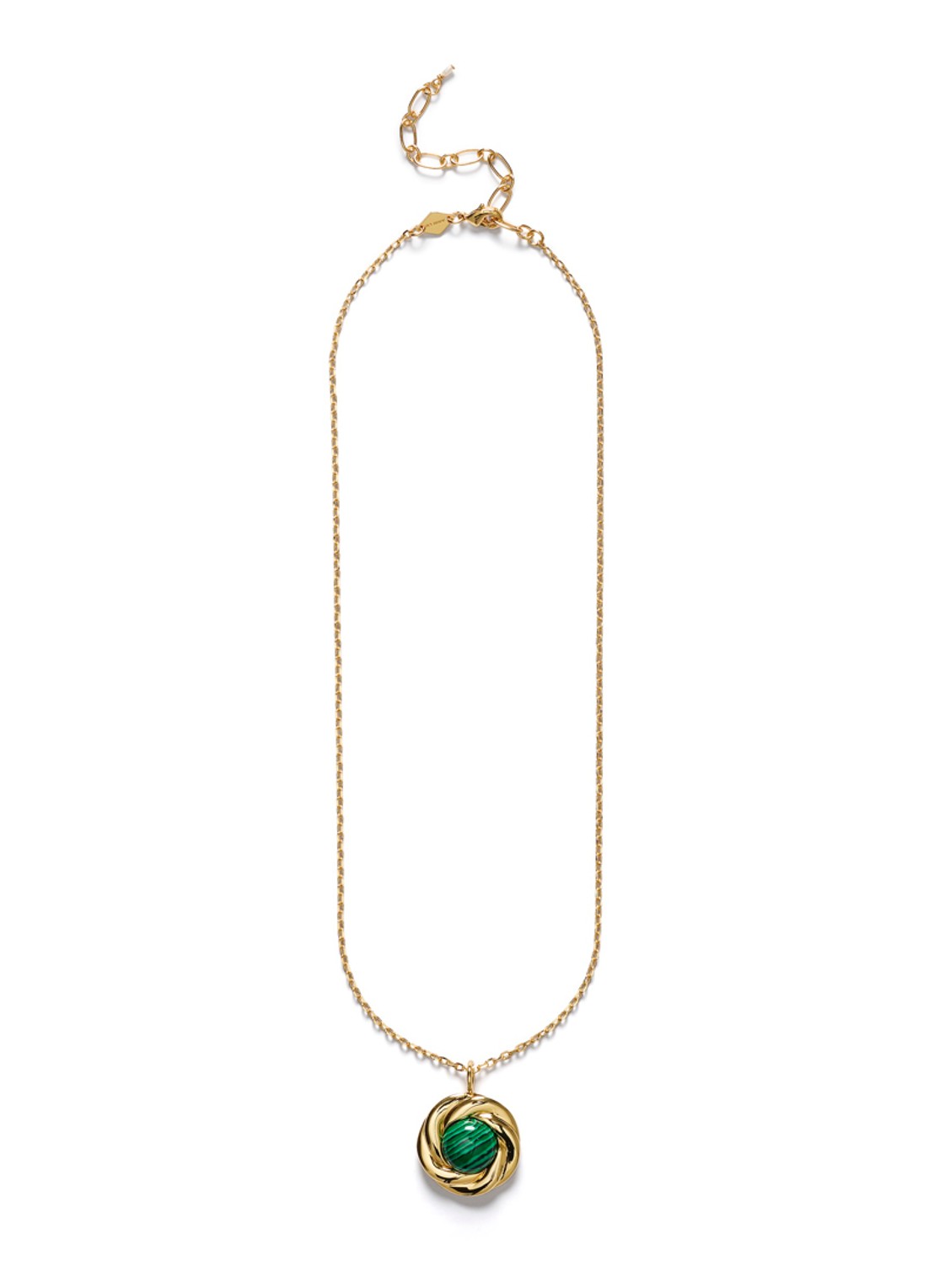 ANNI LU Malachite Knot ketting verguld - voorkant 3 goud