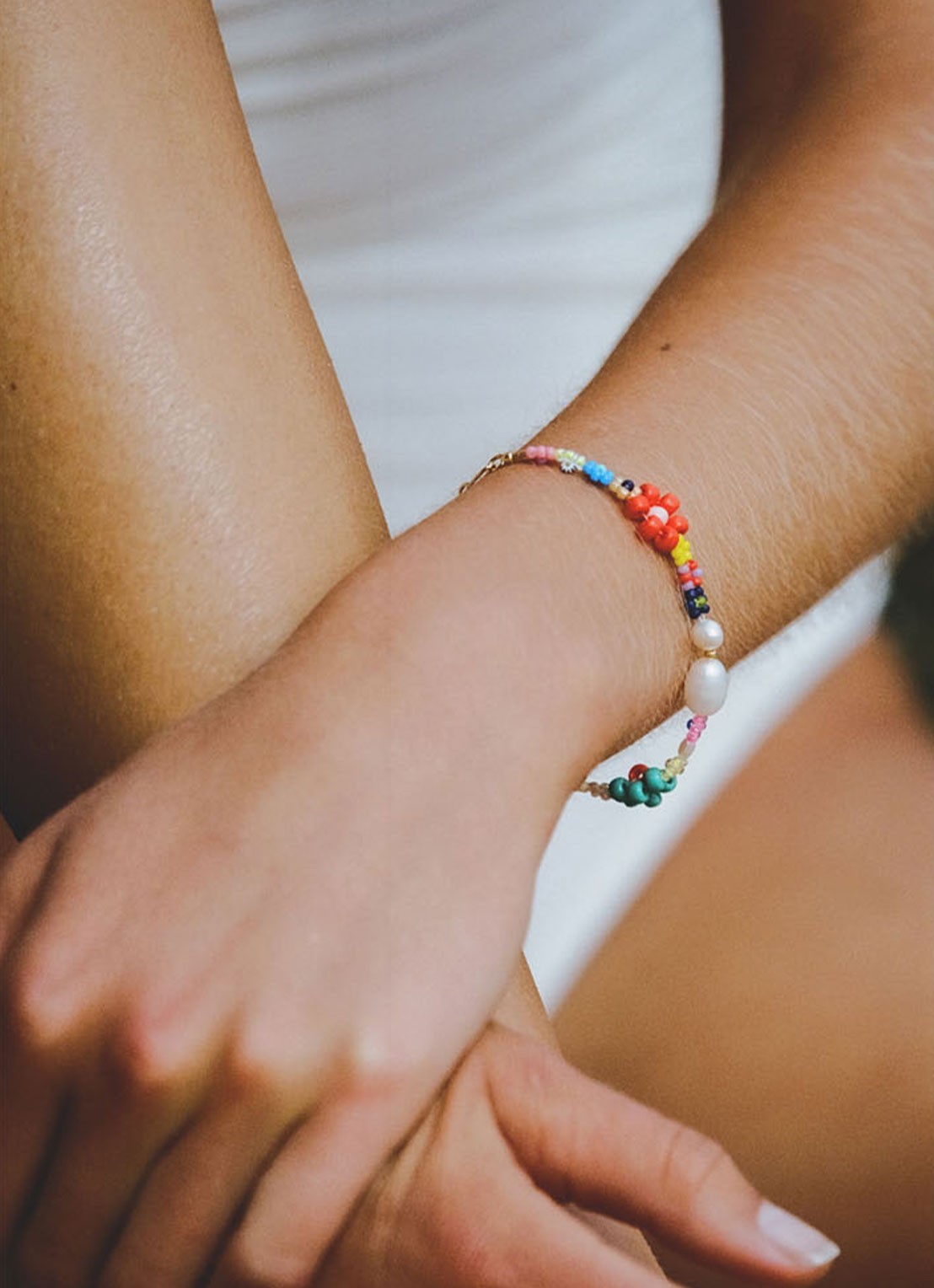 ANNI LU Mexi Flower armband verguld - voorkant 2 goud