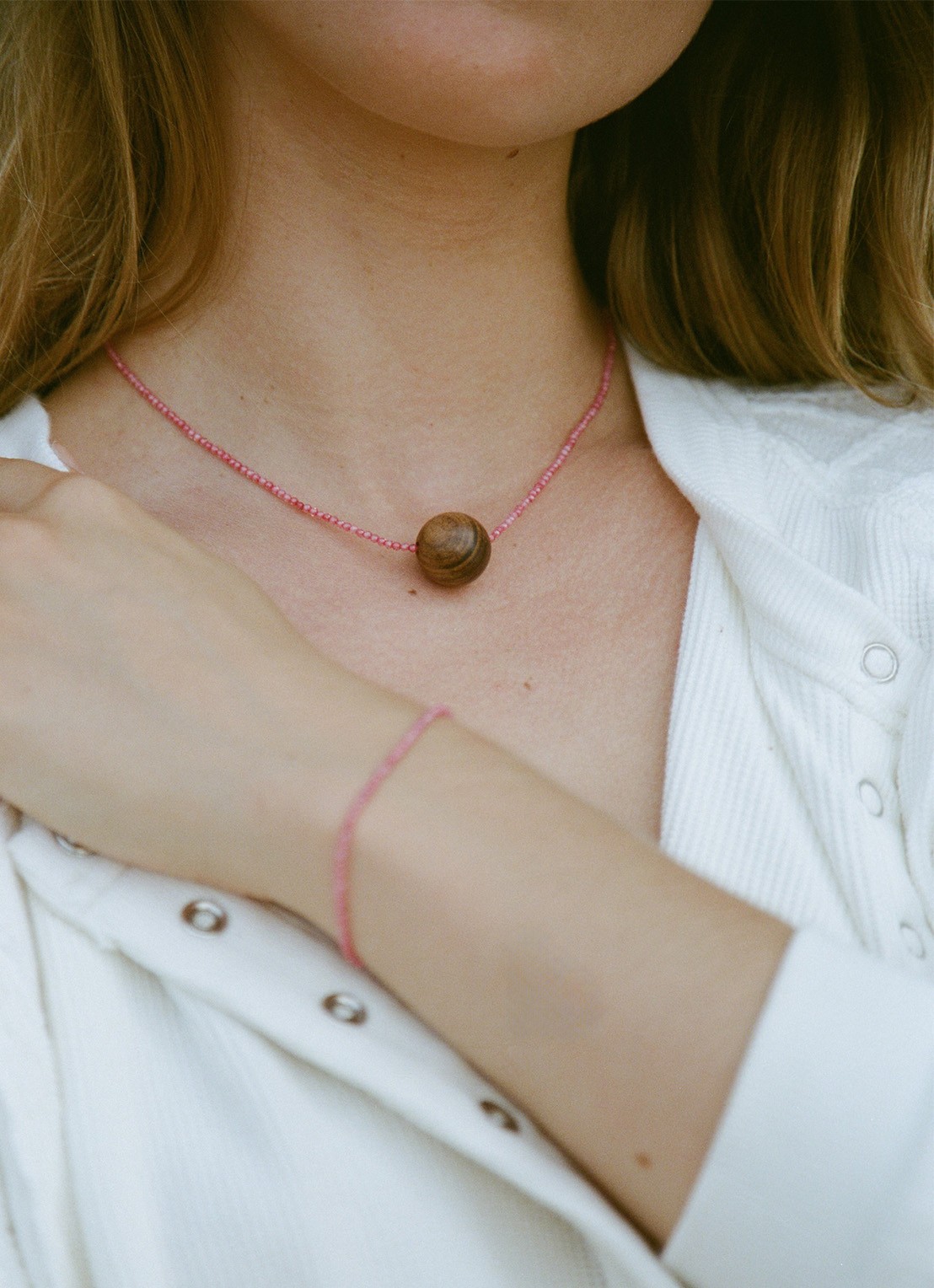ANNI LU Pink Mood armband - voorkant 2 roze