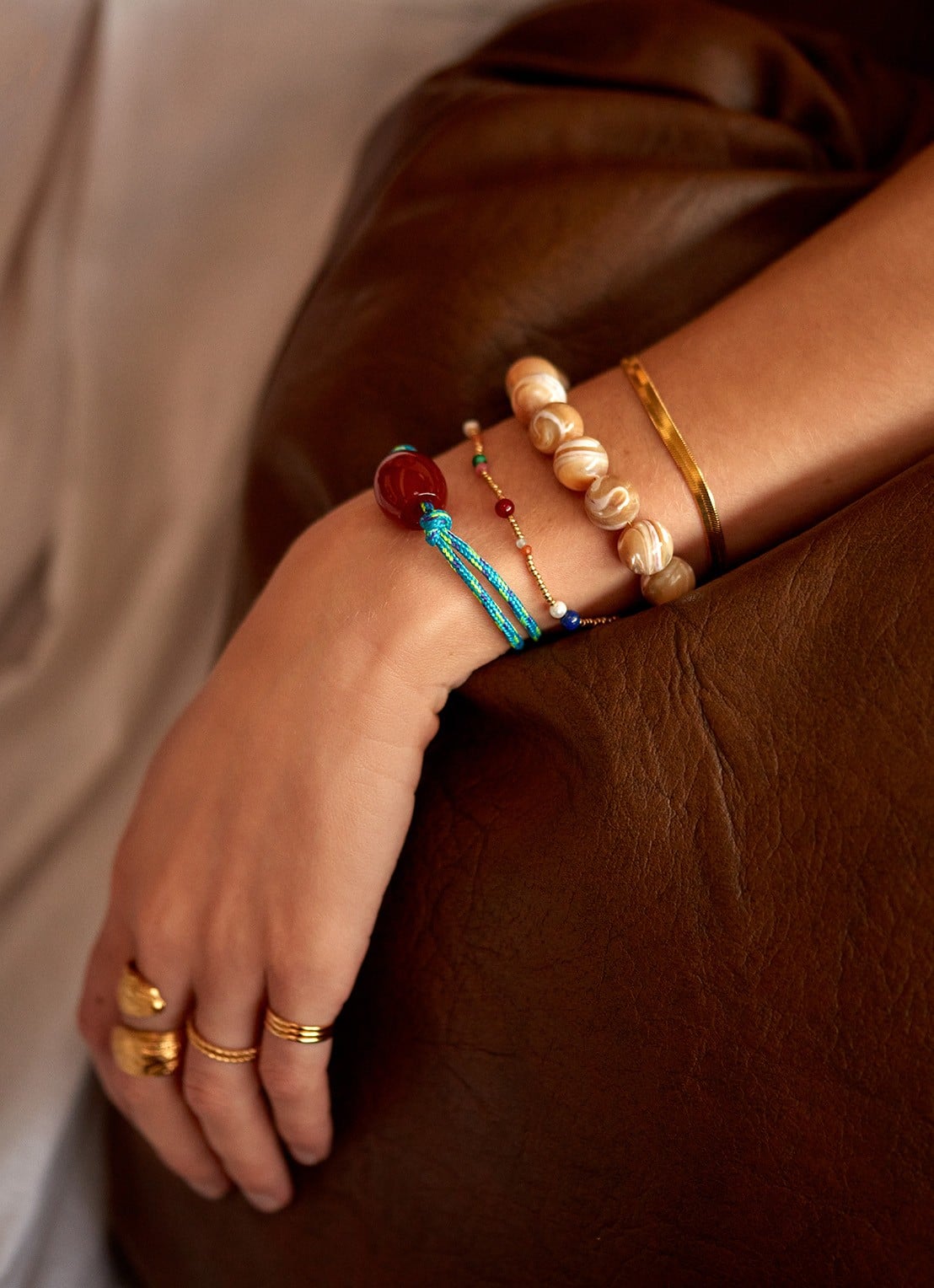 ANNI LU Poolside armband   - voorkant 2 turquoise