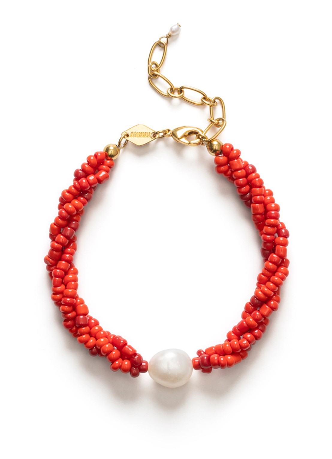 ANNI LU Scarlet Wave armband verguld  - voorkant 3 oranjerood