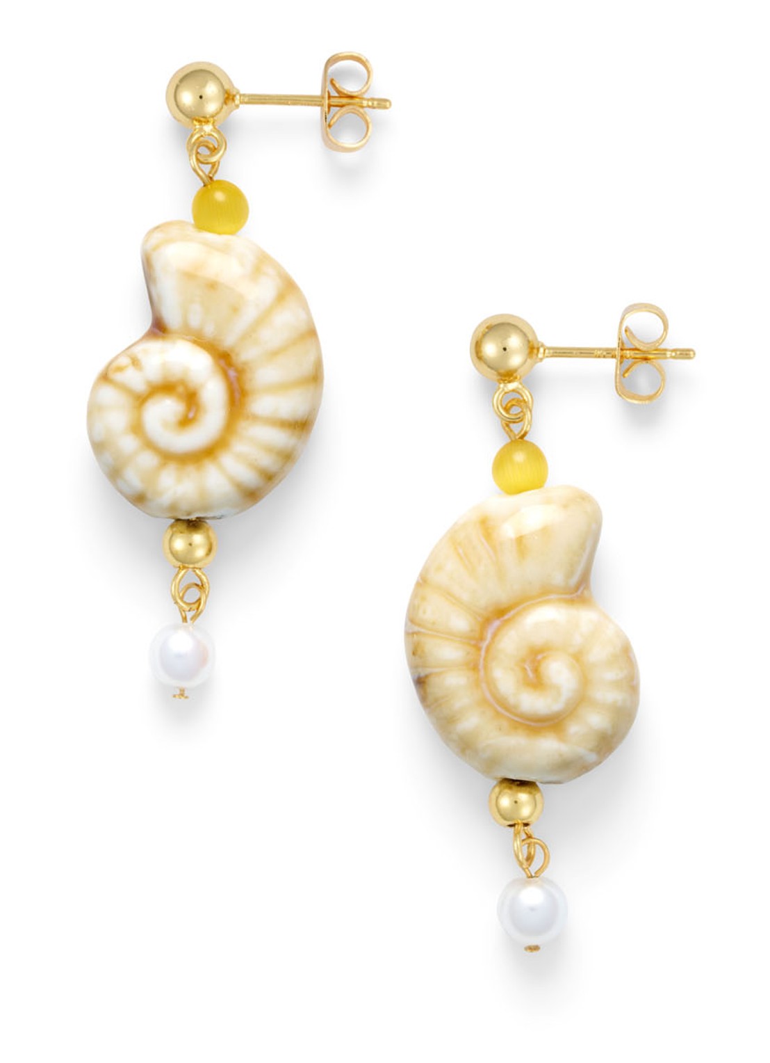 ANNI LU Seaside Earring oorstekers verguld  - voorkant beige