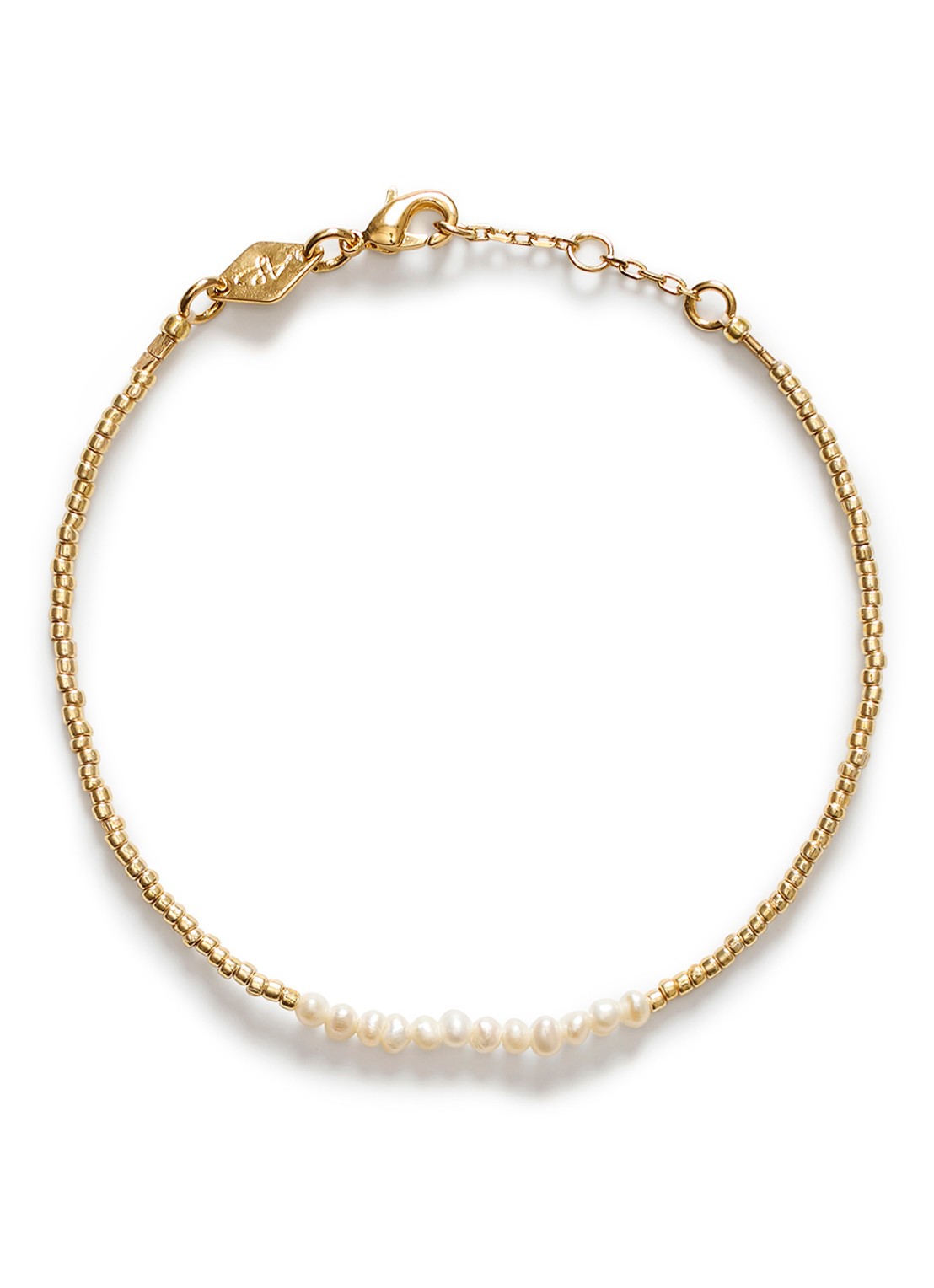 ANNI LU Slim pearly armband verguld - voorkant goud