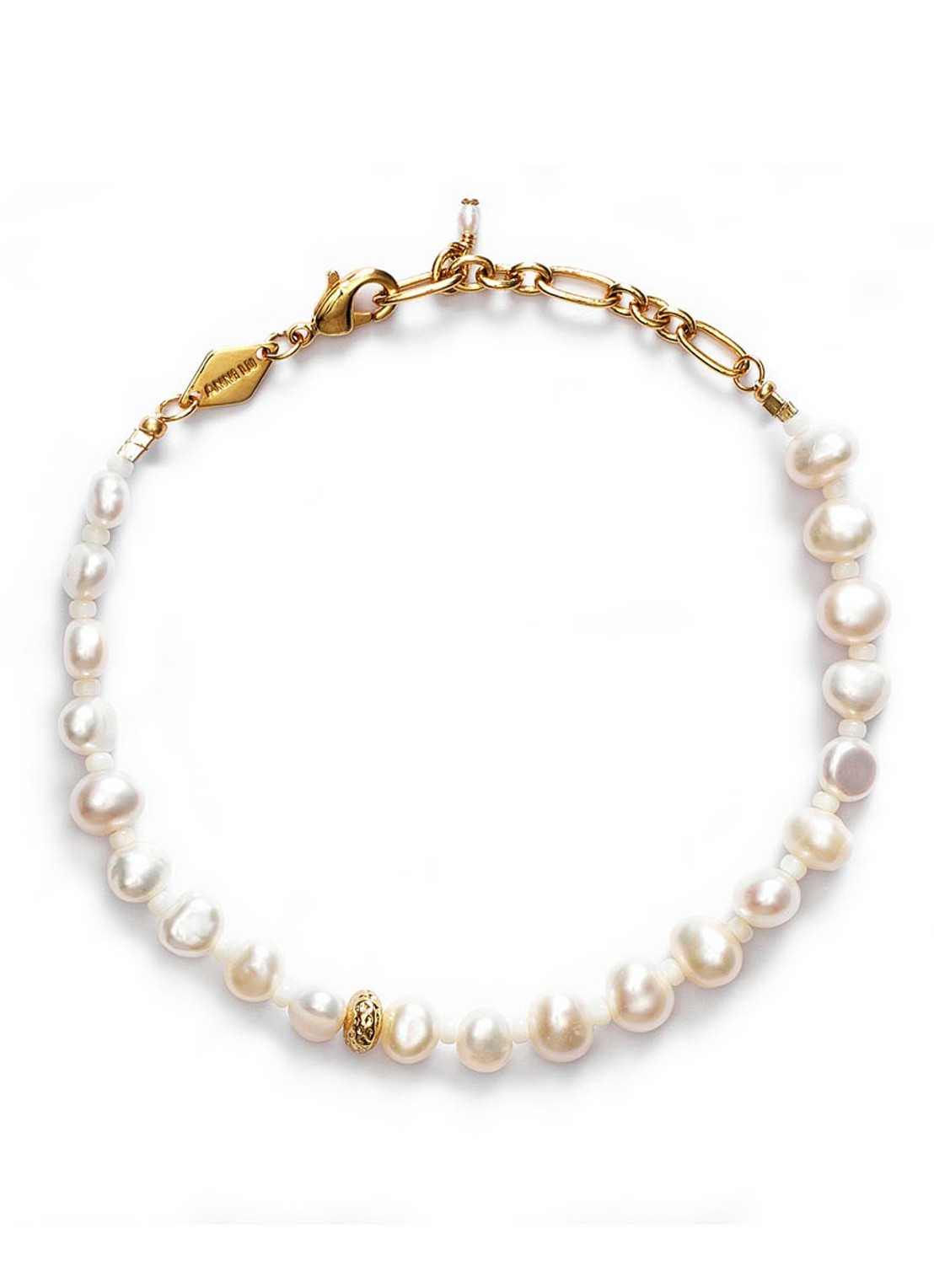 ANNI LU Stellar Pearly armband verguld - voorkant wit