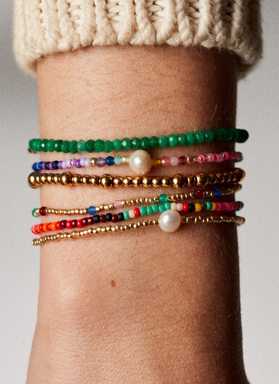 ANNI LU Tan Line armband verguld - detail 3 groen