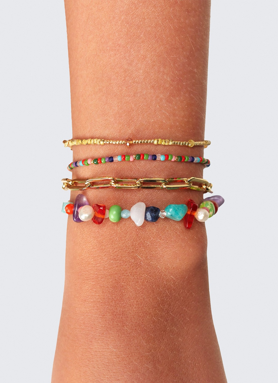 ANNI LU Tutti Journey armband verguld - voorkant 3 multicolor
