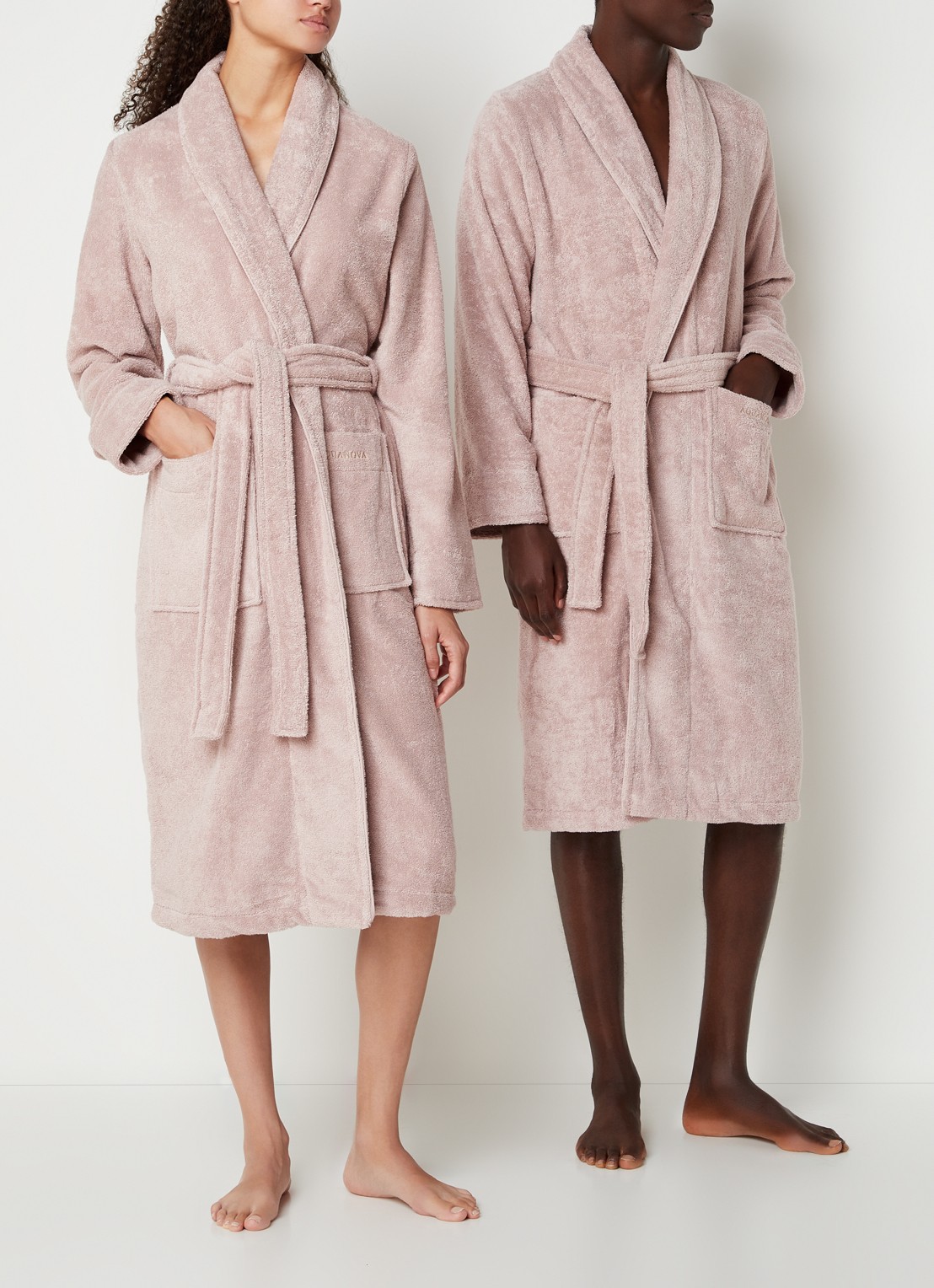 Aquanova Badjas van katoen met opgestikte zakken - unisex - detail 2 roze
