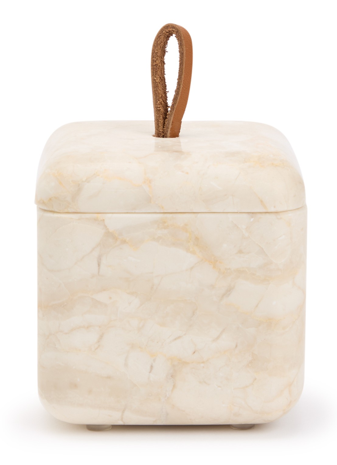 Aquanova Blake opbergpot voor wattenschijfjes 10 cm - voorkant beige