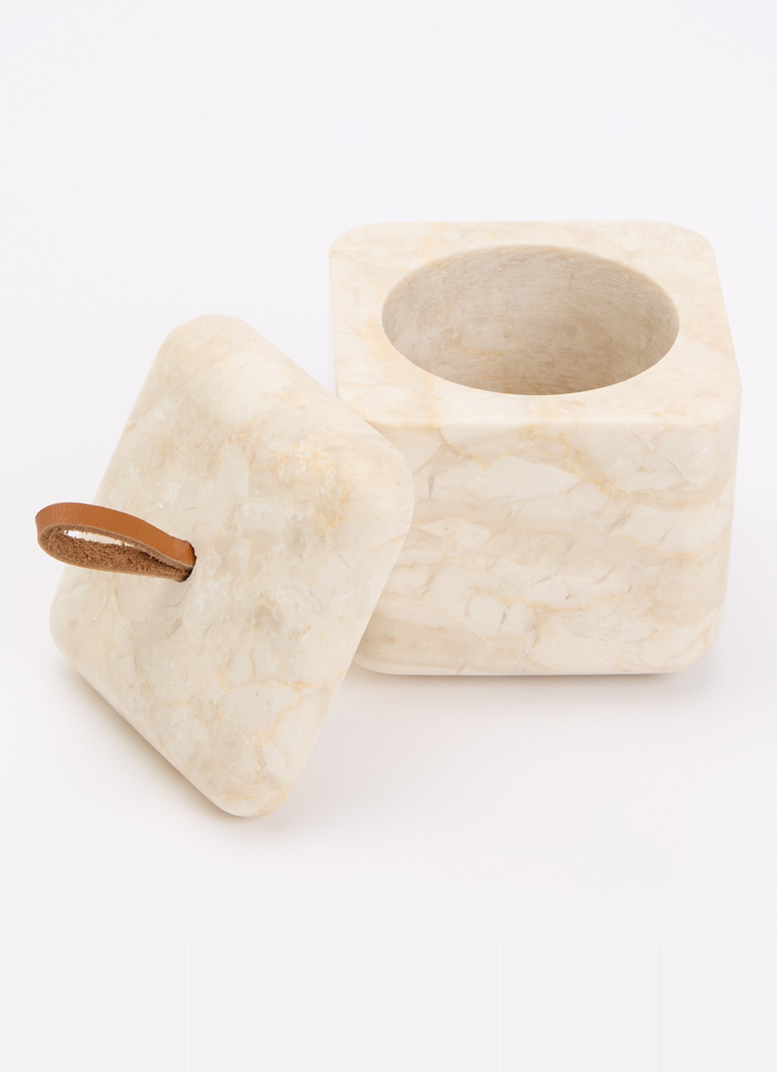Aquanova Blake opbergpot voor wattenschijfjes 10 cm - voorkant 2 beige