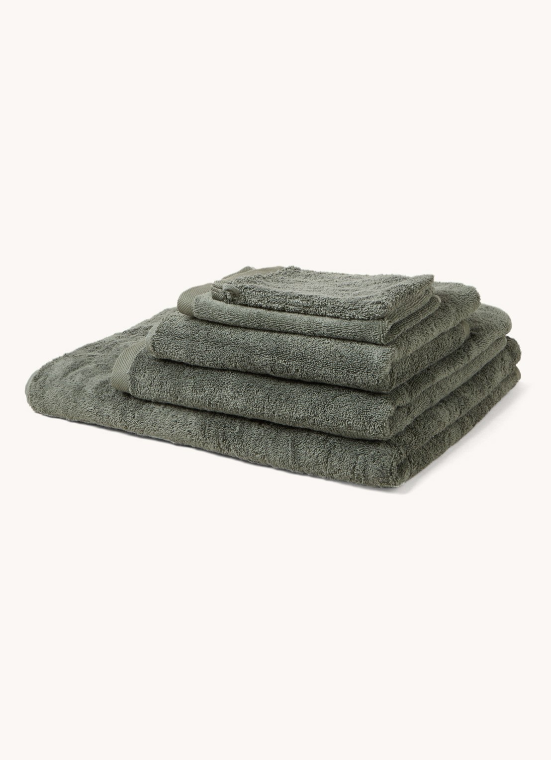 Aquanova London gastendoek 30 cm x 50 cm - voorkant 2 legergroen