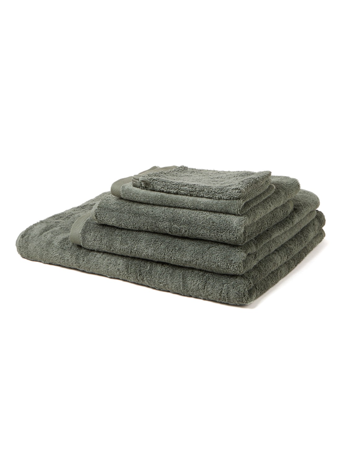Aquanova London washand 16 x 22 cm - voorkant 2 legergroen