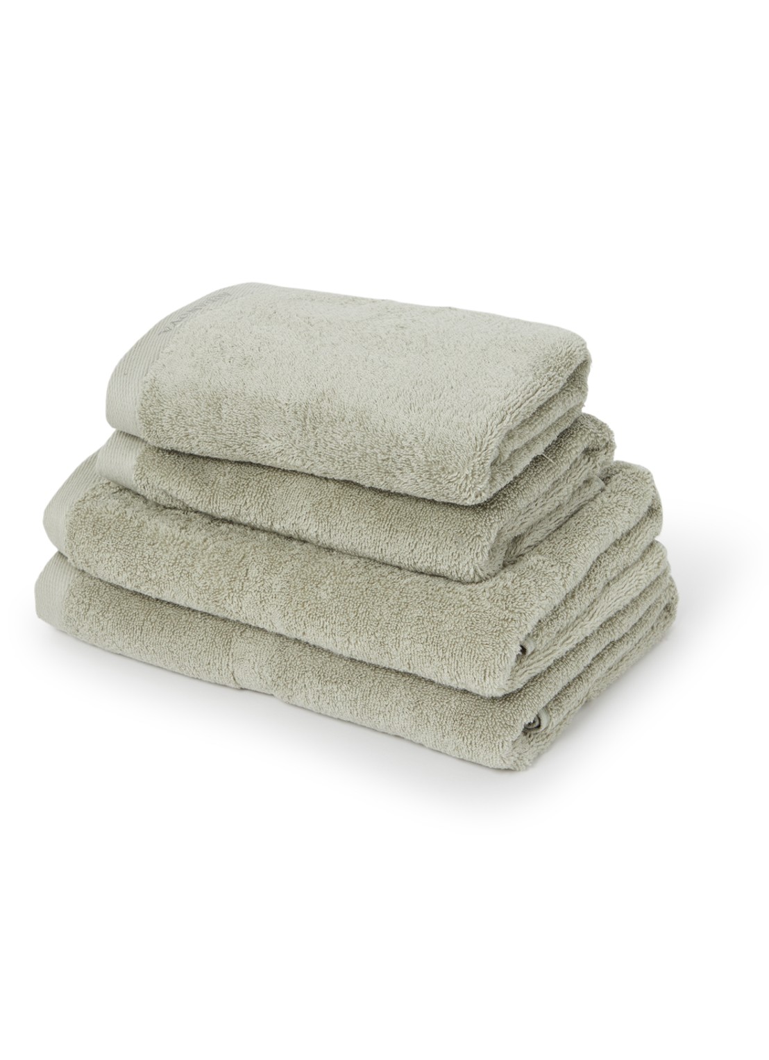 Aquanova Rio handdoek set van 4 - 500 gr/m2 - voorkant olijfgroen