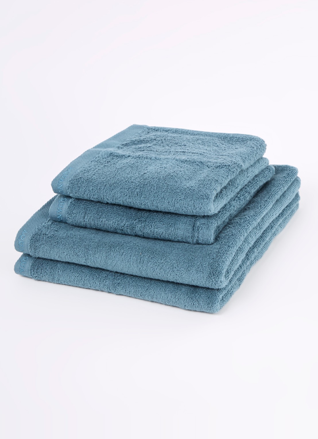 Aquanova Rio handdoek set van 4 - 500 gr/m2 - voorkant 2 blauwgrijs