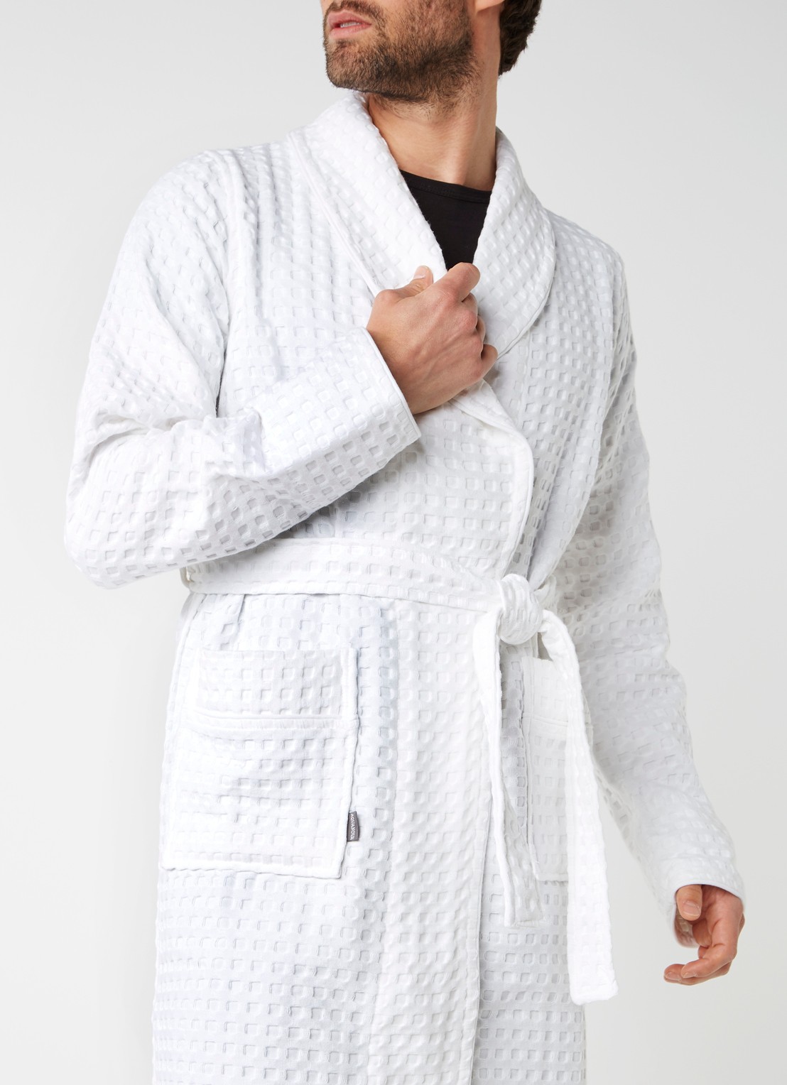 Aquanova Viggo badjas van  katoen - unisex - detail 4 wit