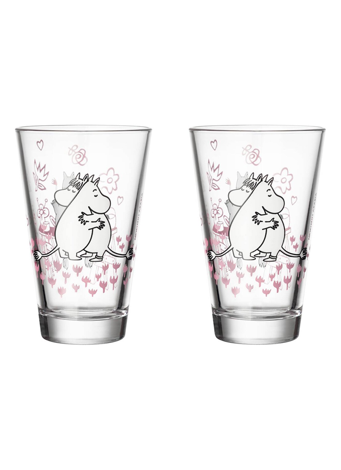 Arabia Moomin Love drinkglas 30 cl set van 2 - voorkant 3 transparant