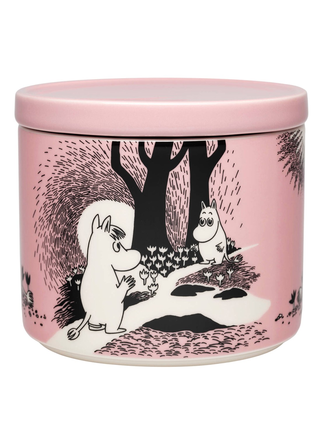 Arabia Moomin Love voorraadpot 0,7 liter - voorkant roze