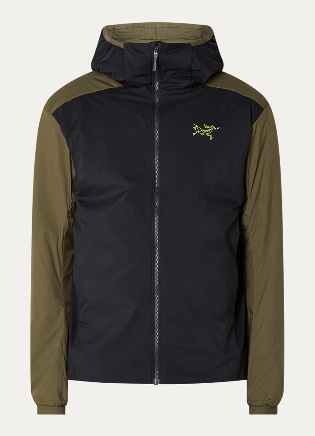 Arc'teryx Atom gewatteerd jack met capuchon en ritszakken - voorkant 3 bronsgroen