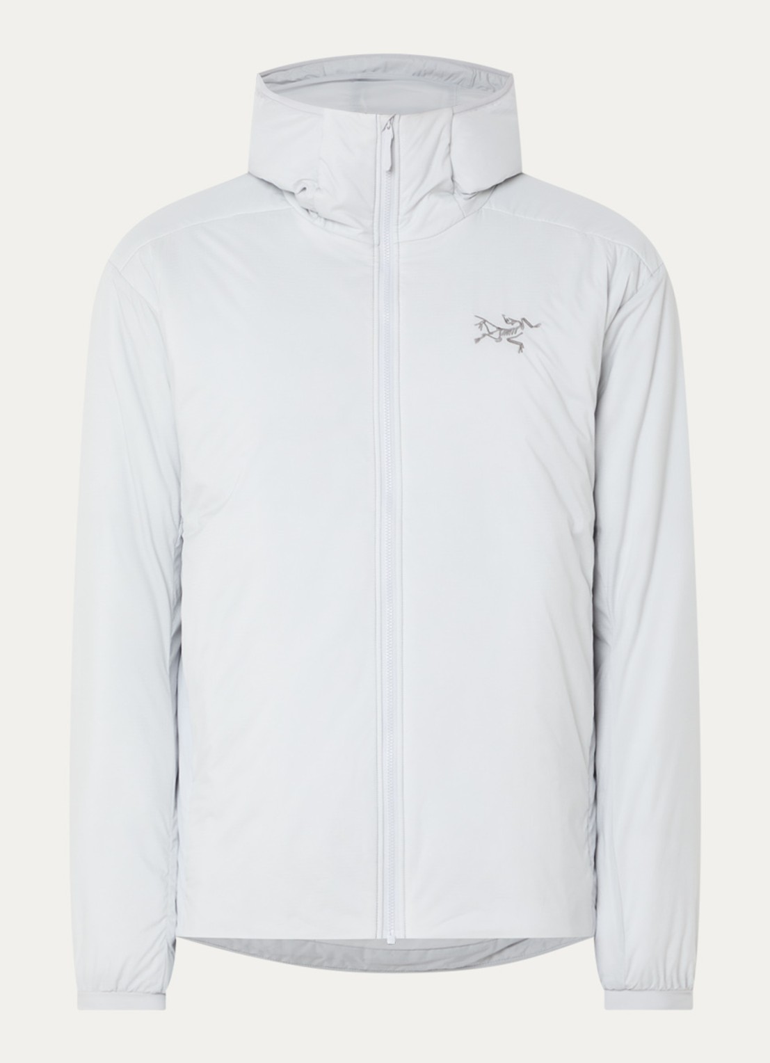 Arc'teryx Atom SV gewatteerd jack met capuchon en ritszakken - voorkant 2 lichtgrijs