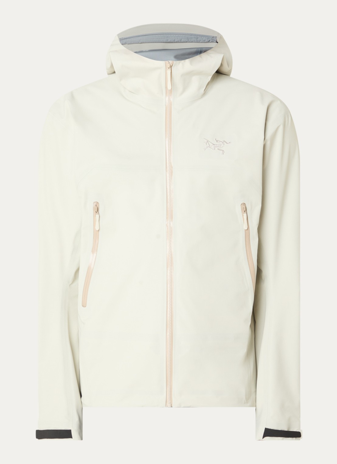 Arc'teryx Beta windjack met ritszakken en logo - voorkant 3 gebroken wit