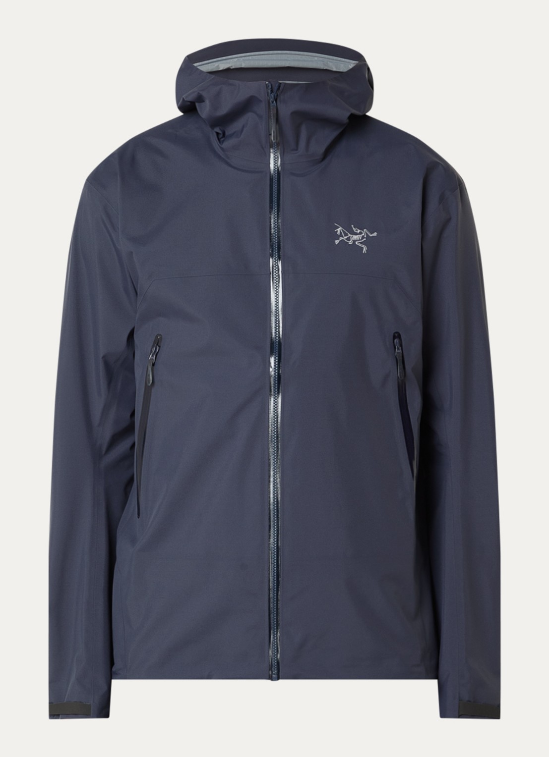 Arc'teryx Beta windjack met ritszakken en logo - voorkant donkerblauw