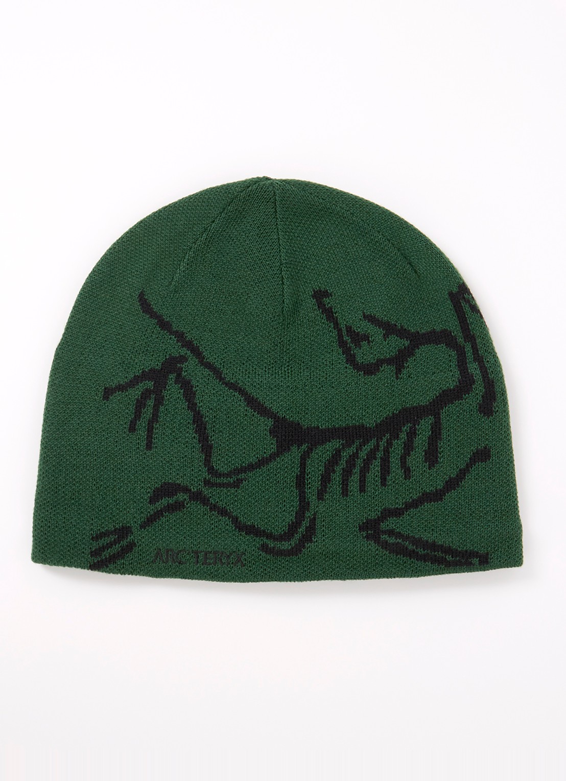 Arc'teryx Bird Head muts in wolblend met logo - voorkant donkergroen