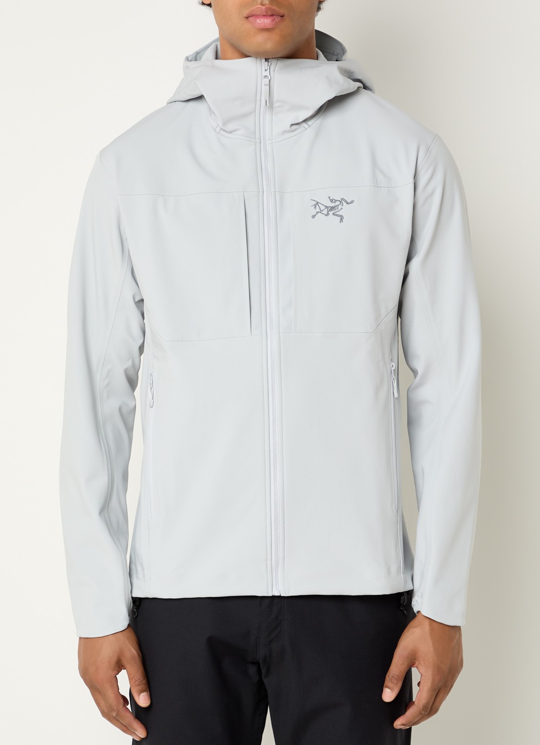 Arc'teryx Gamma MX softshell jack met ritszakken en logoborduring - detail 4 lichtgrijs
