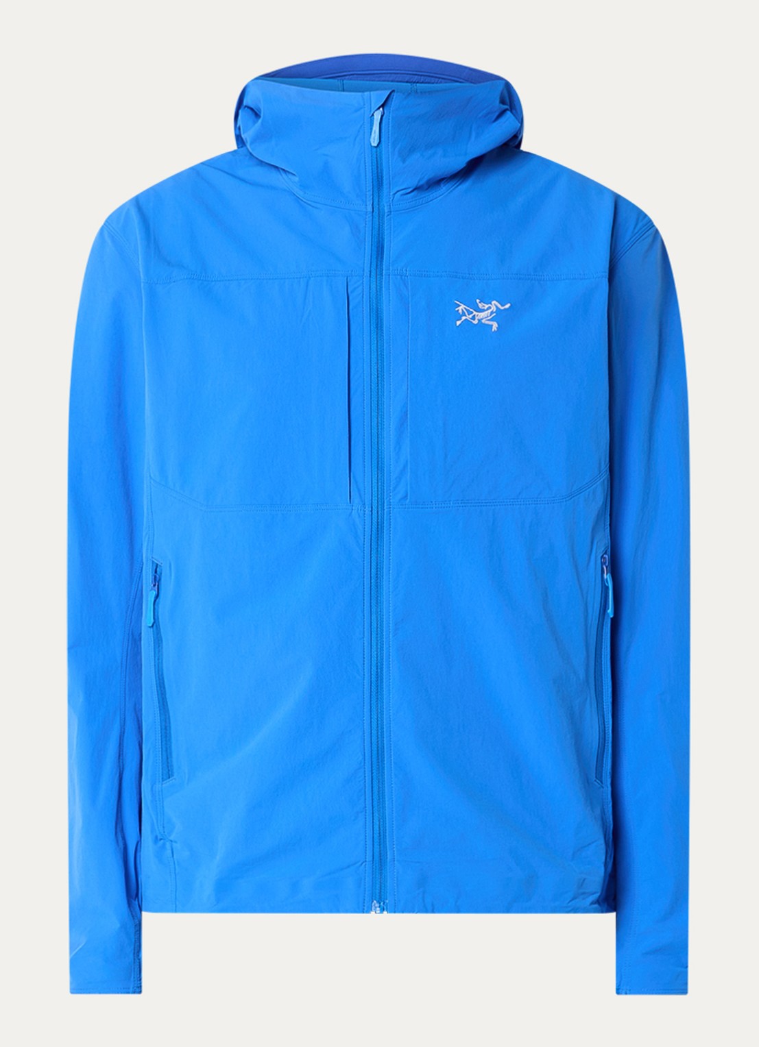 Arc'teryx Gamma windjack met logoborduring en ritszakken - voorkant blauw