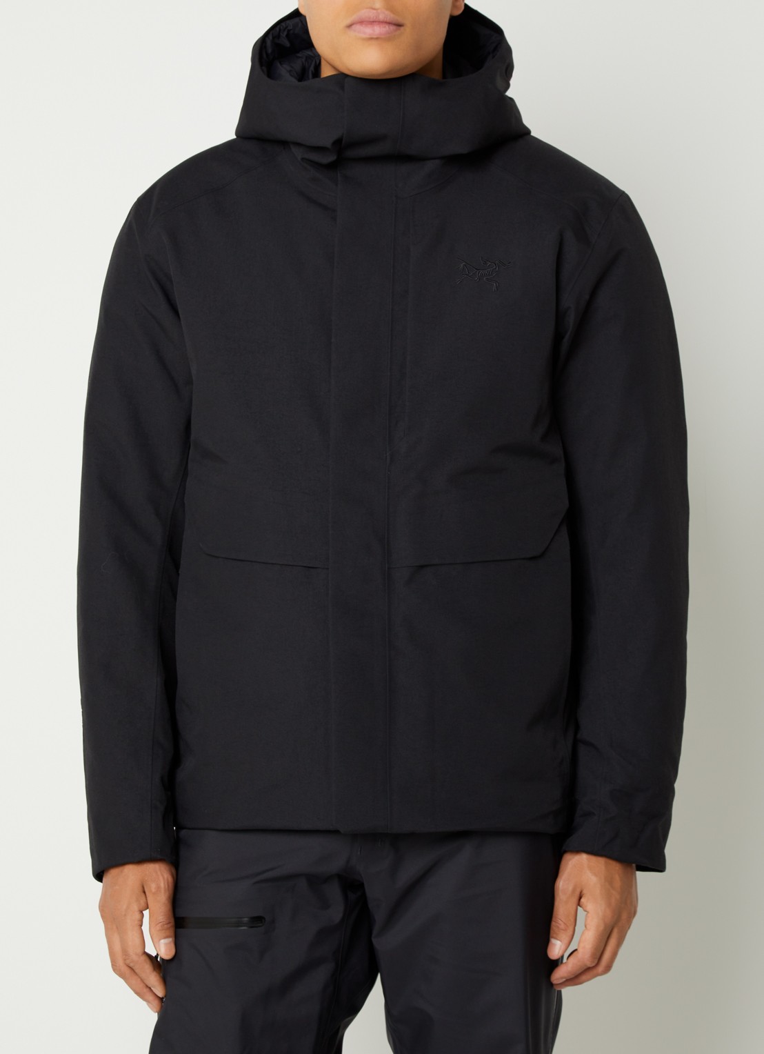 Arc'teryx Gewatteerde parka met donsvulling - detail zwart