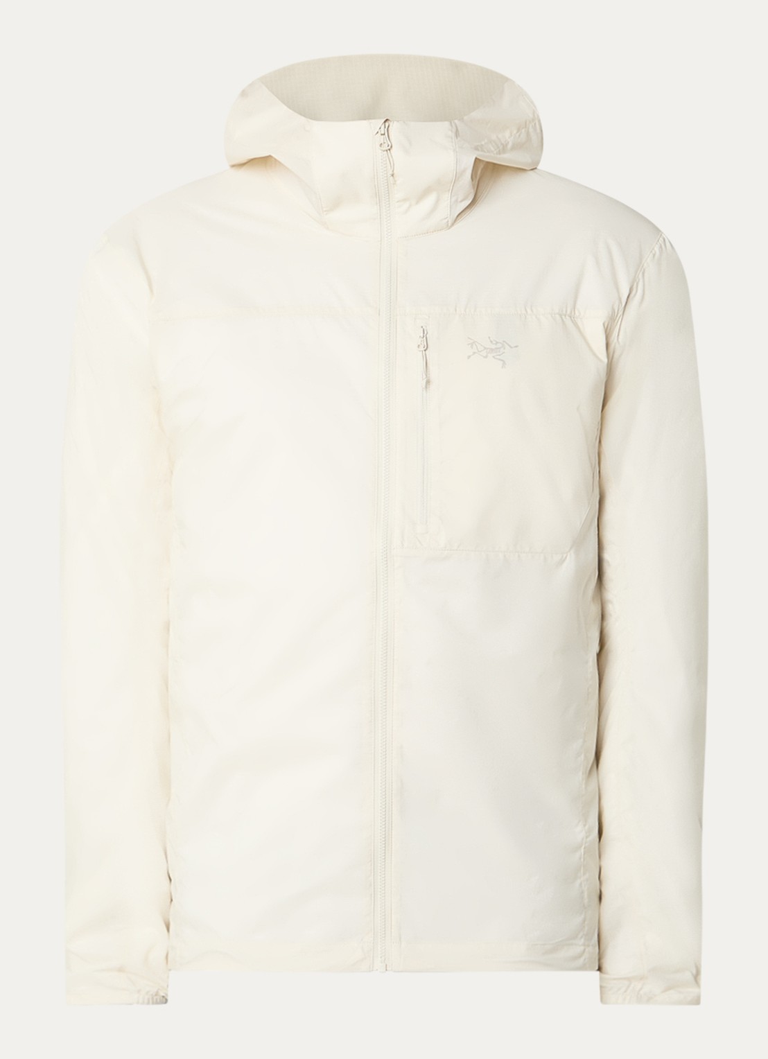 Arc'teryx Squamish windjack met capuchon en waterafstotende coating - voorkant 2 gebroken wit