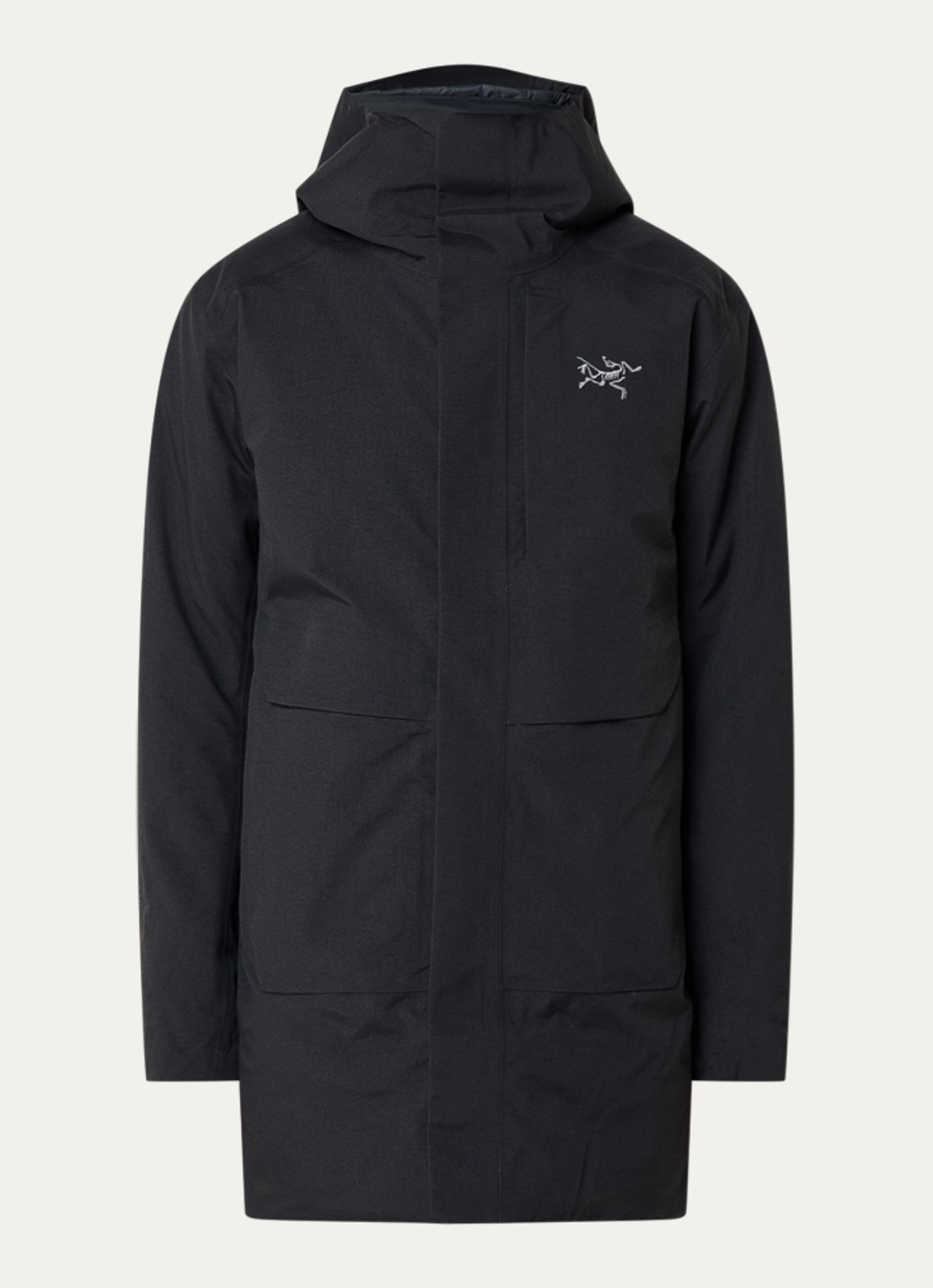 Arc'teryx Therme gewatteerde parka met donsvulling en waterafstotende coating - voorkant zwart