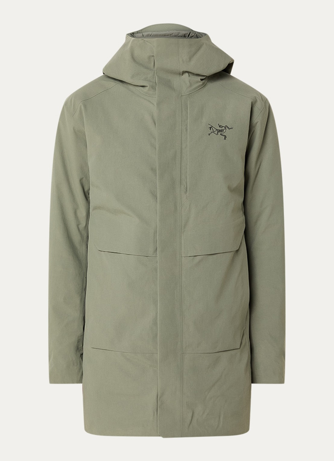 Arc'teryx Therme gewatteerde parka met donsvulling en waterafstotende coating - voorkant olijfgroen